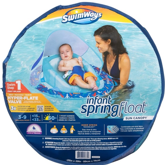 SwimWays Infant Baby Spring Float with Adjustable Sun Canopy - (M30) - Picture 3 of 4